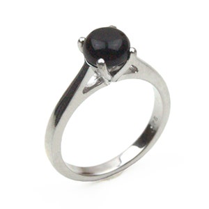 Sterling Silver Ring Black Onyx Cabochon Set in Sterling Silver (108)