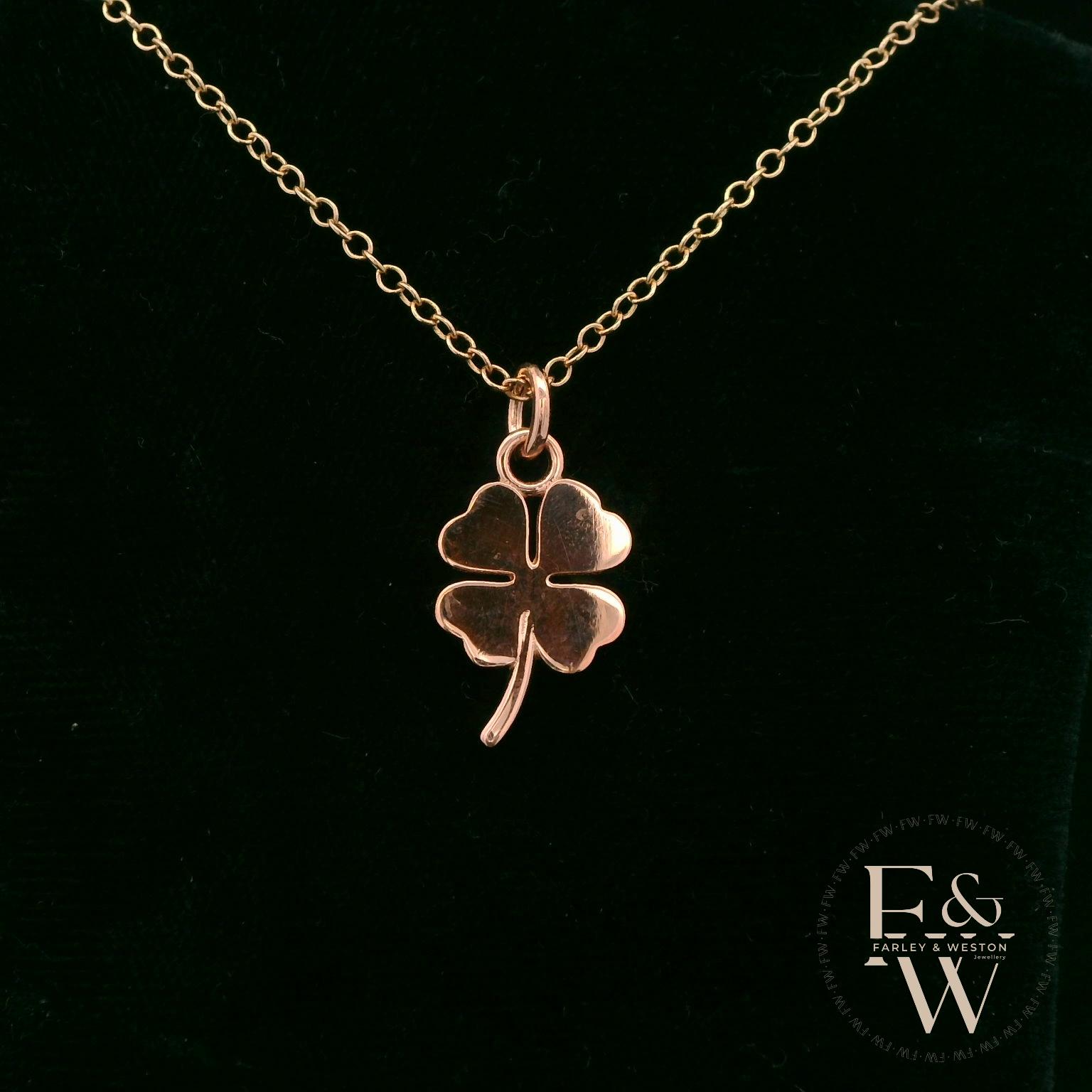 9カラットローズゴールド四つ葉のクローバーペンダント - Etsy 日本
