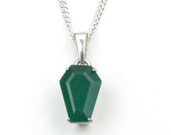 Coffin Claw Pendant Solitaire Green Onyx Stone Set In Sterling Silver Other Colours Available