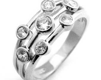 Silver Raindrop Scatter Ring UK Made 925 Silver