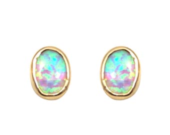 Stud Earrings Opal 9ct Gold Choose Yellow White Rose  UK Hallmarked  BL8S