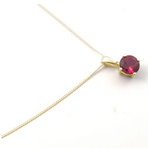 Pendant Solitaire 4 Claw Ruby set in 9ct Gold Fully UK Hallmarked, July Birthstone