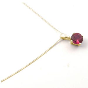 Solitaire 4 Claw Cubic Zirconia Ruby Pendant set in 9ct Gold Fully UK Hallmarked, July Birthstone