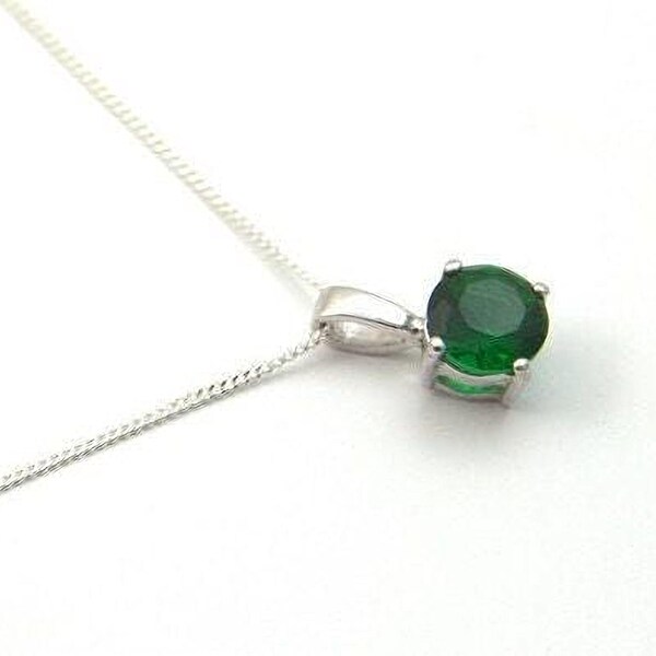 Solitaire-hanger met 4 klauwen smaragdgroene zirkonia gezet in 9 kt goud, volledig VK-gekeurd, geboortesteen mei