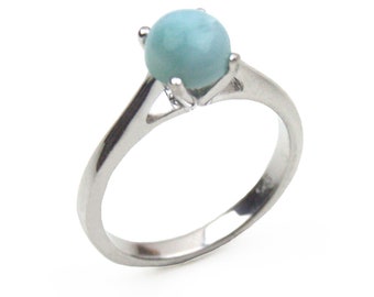 Sterling Silver Ring Larimar Cabochon Set in Sterling Silver (108)