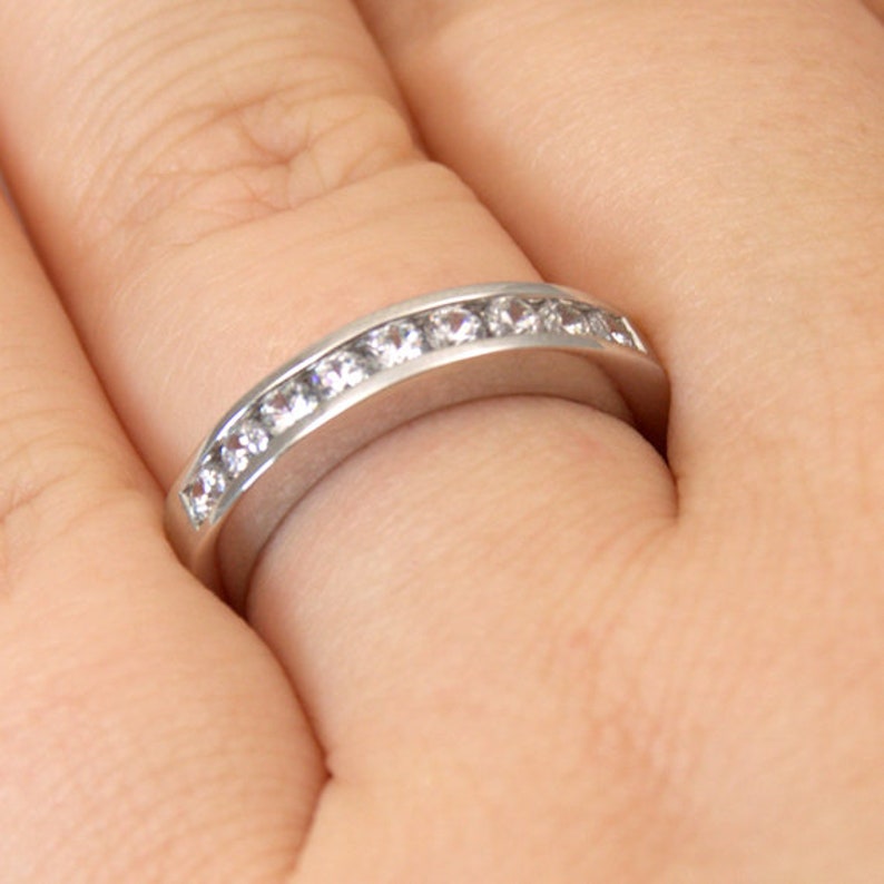 Eternity Ring Diamond Unique Solid Silver Rhodium platinum