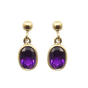 Drop Earrings Amethyst 9ct Gold Choose Yellow White Rose UK Hallmarked   BL8DA