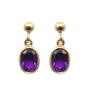 Drop Earrings Amethyst 9ct Gold Choose Yellow White Rose UK Hallmarked   BL8DA