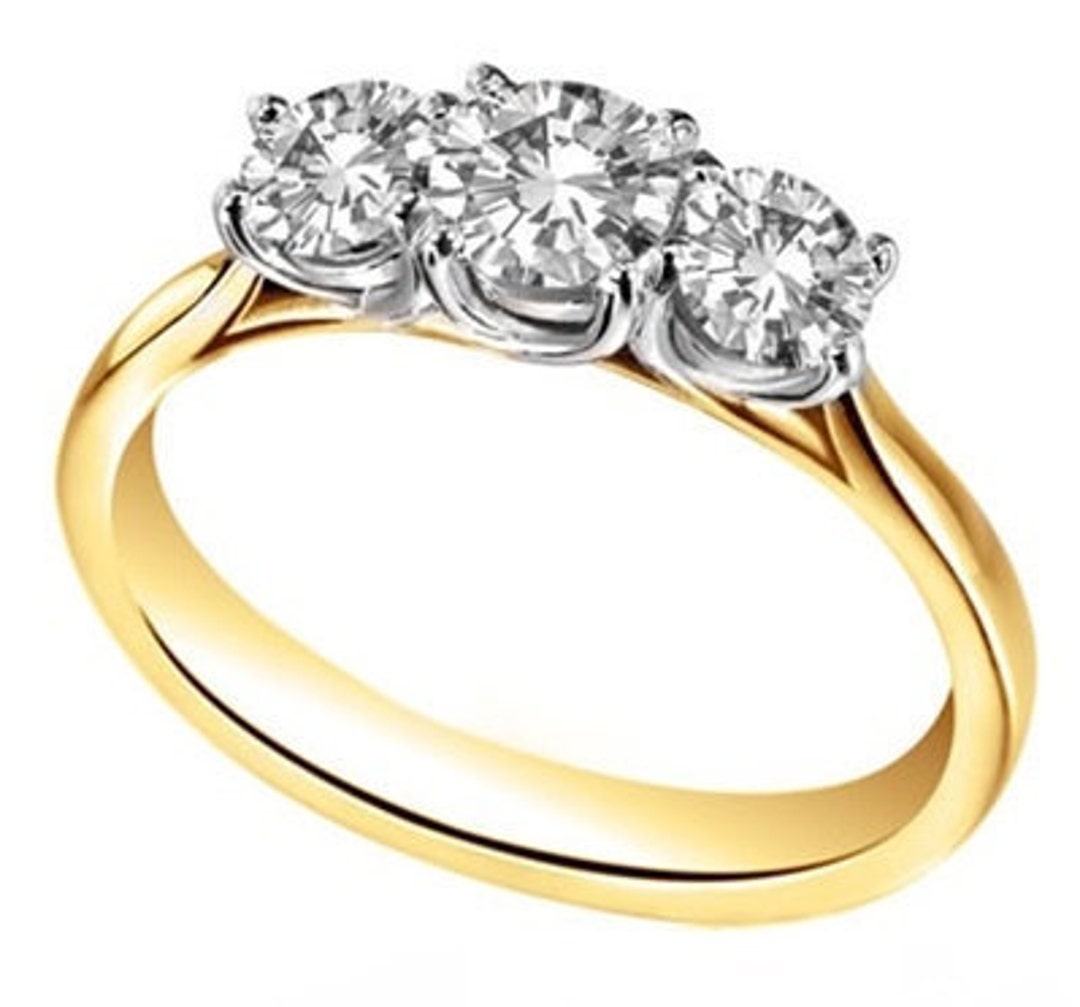 9ct Gold Trilogy Engagement Ring Diamond Unique 1.25ct - Etsy UK
