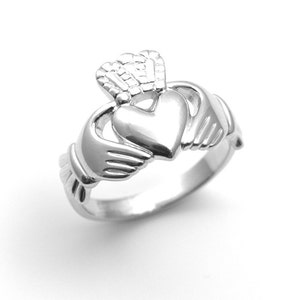 Sterling Silver Claddagh Ring Heavy weight Mirror Polish Finish Unisex Promise Ring