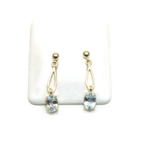 Orecchini Pendenti In Oro Giallo 9K Con Acquamarine Sintetiche, A Forma Di Pera, Gioielli Ivy Gems In Confezione Regalo
