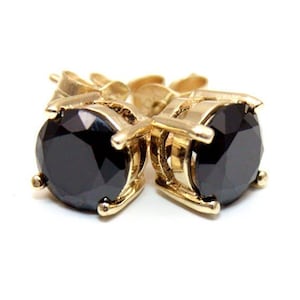 Stud Earrings Diamond Unique Black Diamond 2ct Solitaire 9ct Gold 4 Claw