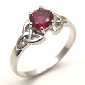 Trinity Knot Ring 1ct Ruby Sterling Silver Diamond Unique