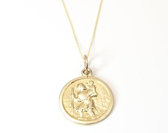 Pendant St Christopher 9ct Gold Yellow Rose or White UK Hallmarked   STC18