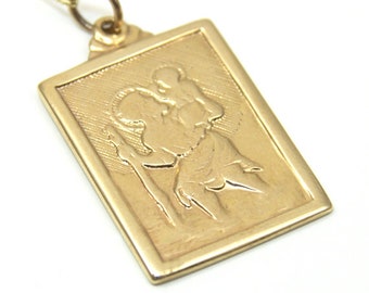 Pendant St Christopher Rectangular 9ct Gold Yellow Rose or White UK Hallmarked  STC15