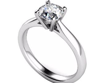 Sterling Silver Diamond Unique Solitaire Ring