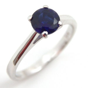 Sterling Silver Ring Diamond Unique 1ct Sapphire Solitaire September Birthstone