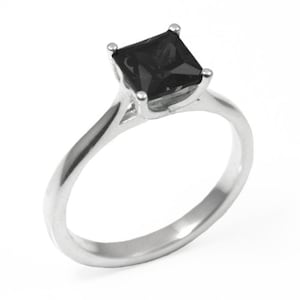 Engagement Ring Black Diamond Unique Princess Cut 1ct  9ct Gold