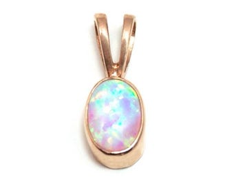 Pendant Opal Oval set into 9ct Gold Yellow White Rose Fully UK Hallmarked  BL8P