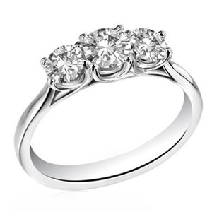 Sterling Silver Trilogy Engagement Ring  1.25ct Diamond Unique