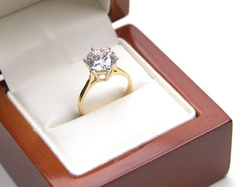 9ct Gold Diamond Moissanite Ring 2.00 Carat Solitaire certified UK Hallmarked