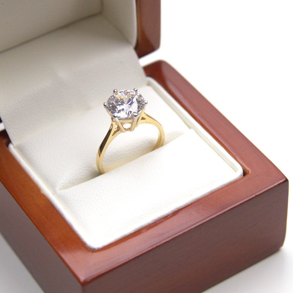 9ct Gold Diamond Moissanite Ring 2.00 Carat Solitaire certified UK Hallmarked
