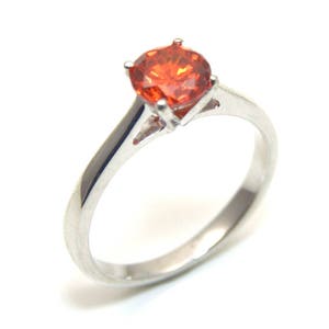 Sterling Silver Engagement Ring  Diamond Unique 1ct Fire Opal Solitaire