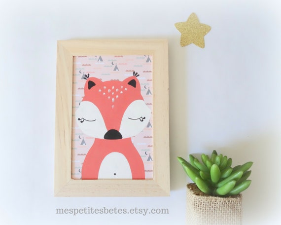 Cadre Renard Illustration Renard Chambre Bebe Decoration Etsy