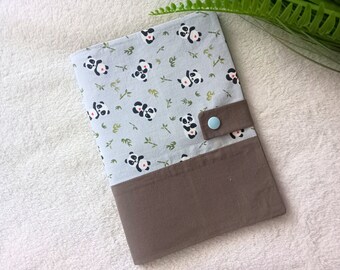 Panda health book cover - Boy's health book cover in animal printed fabric - Baby boy birth gift