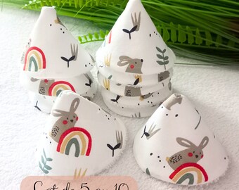 Lots of pee tipi - pee guard - pee stopper - bamboo sponge and fabric pee cone - Rabbit printed fabric pee protector for baby changing