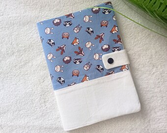 Health book cover fabric forest animals - Fox owl deer rabbit health book cover - Baby boy birth gift