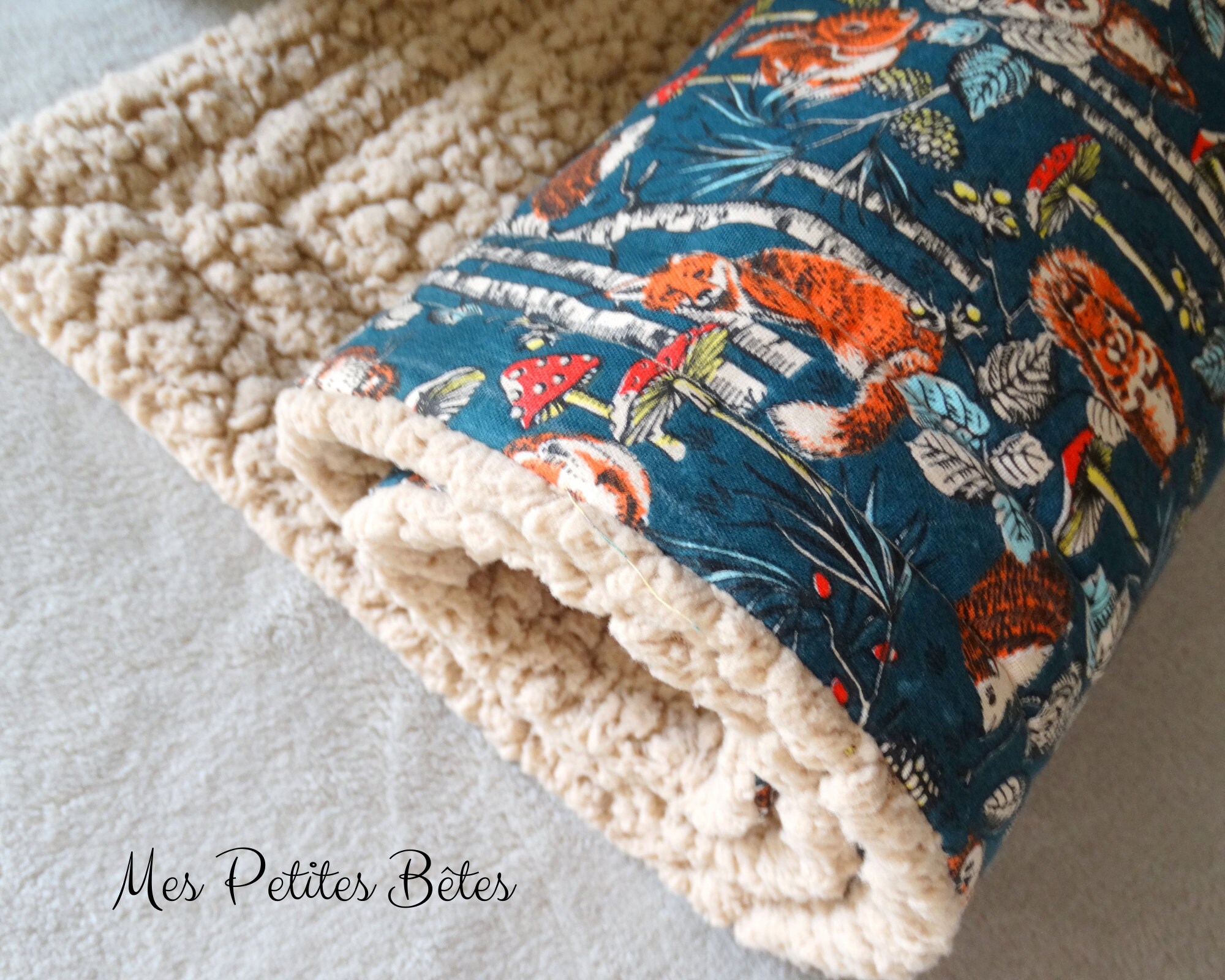 Couverture Bébé Animaux de La Forêt, Couverture Matelassée ou Non, Renard, Fourrure, 70 X 95cm, Oeko