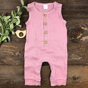 Baby Cotton Muslin Romper | Baby Girl Romper | Button Romper | Sleeveless Romper | Boho Romper | Baby Summer Clothing | Boho Baby Clothing