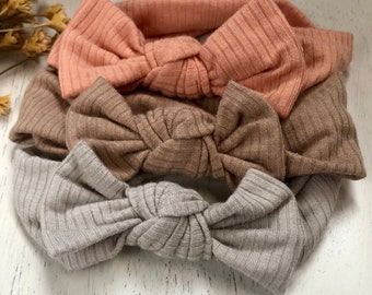 Baby Ribbed Bow Headband | Organic Cotton Bow Headband | Bow Headband