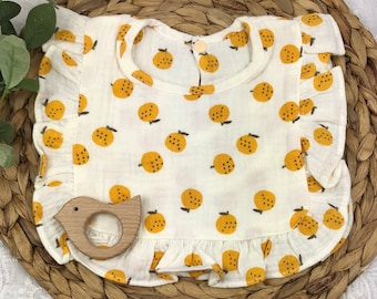 Ruffle Baby Bib | Muslin Cotton Bib | Baby Girl Bib | Vintage Baby Bib