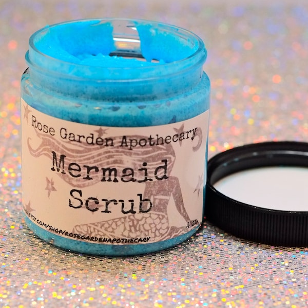 Mermaid Body Scrub Dead Sea Salt infused creamy foaming scrub Eucalyptus & Peppermint Essential Oils>Valentine's gift