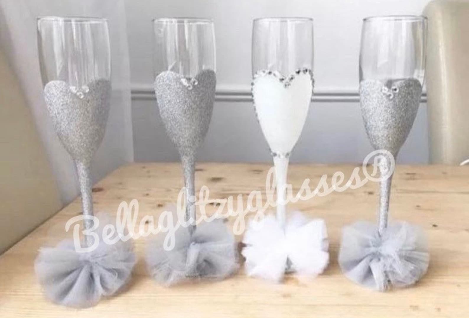 Wedding Personalised Glitter Glasses Champagne Flute Bride Etsy UK