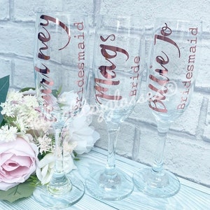 Bridal Party Wine Glasses, Bride, Bridesmaid Glass
