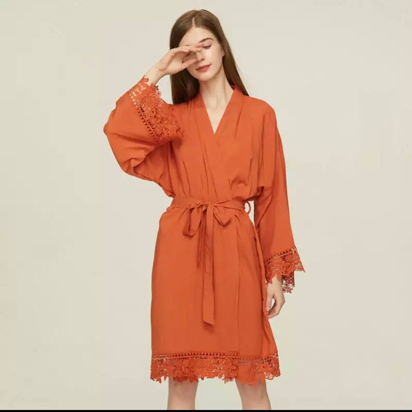 Cotton Personalised Bridesmaid Robes Lace Bridesmaid Robes Etsy UK