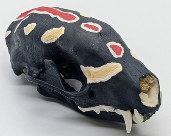 Black Widow Painted Mink Skull