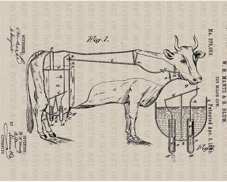 TOY COW 053 Vintage Patent Illustration Mechanical Design Etsy