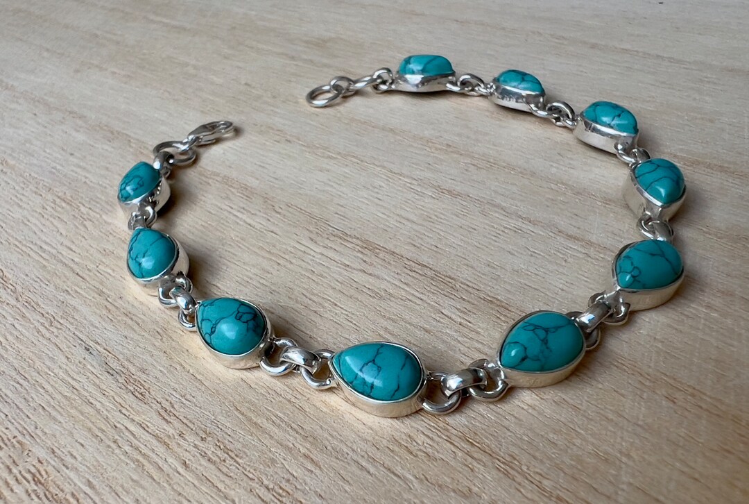 【AEKKI】Secret Code turquoise Gemstone Bracelet Original Natural Iranian Turquoise Gemstone Bracelet (8-9mm