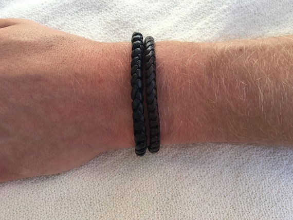 Bracciale con gancio in vera pelle da uomo, stile classico, regalo di San Valentino per uomo - Italia