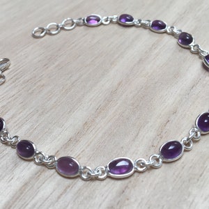 Amethyst sterling silver bracelet, Women amethyst silver bracelet, Purple silver bracelet,birthstone bracelet