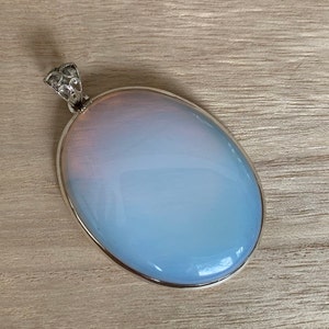 Large opalite silver pendant, Oval Opalite pendant, Opalite Crystal, Massive Opalite pendant
