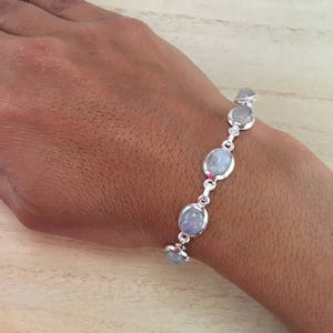 Moonstone sterling silver bracelet, Rainbow moonstone bracelet,