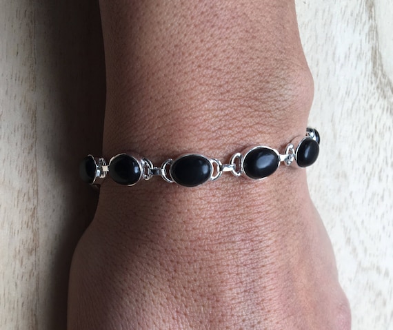 ブレスレット [COLN] pieces silver onyx bracelet Black Onyx Sterling Silver Bracelet, Black Onyx Bracelet