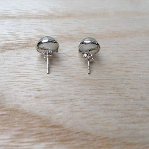 Stud moonstone sterling silver earrings, Round moonstone earrings, Rainbow moonstone studs, moon stone studs, Gift for her image 2