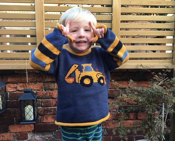 Kallpa Alpaca Kids Sweaters Boy Digger Jumper Boy Alpaca Jumper Digger Motif Boy Alpaca Sweater Digger Design