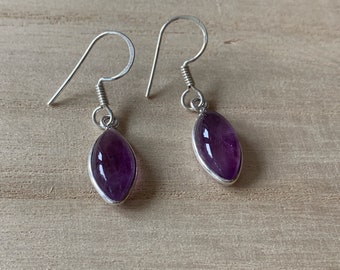 Amethyst sterling silver earrings, Amethyst esrrings, Purple amethyst earrings, February birthstone